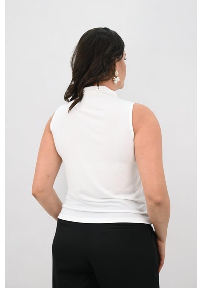 Kadın Büyük Beden Drape Detaylı Dik Yaka Bluz 1851-25 001
