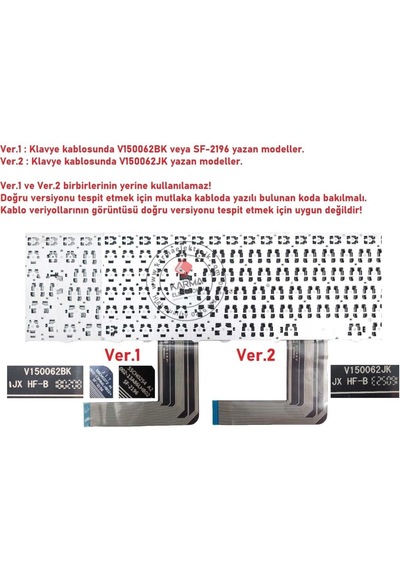 Casper Uyumlu Nirvana C300, C500, C510 V150062jk Notebook Klavye Siyah Tr V2