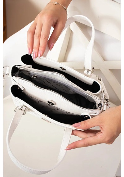 Just Polo Kadın Günlük Kullanıma Uygun Ayarlanabilir Askılı Şık El Ve Omuz Çantası Shoulder Bag Beyaz
