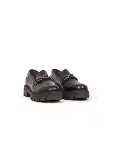 Dericlub Kadın Loafer Kalın Taban Tokalı Makosen Ayakkabı Br 44282 Siyah