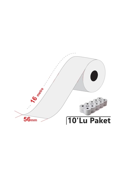 Termal Yazarkasa Pos Rulosu 56 x 16 Mt 10' lu Paket