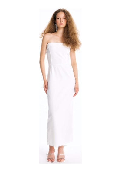 DeFacto Bodycon Vücudu Saran Straplez Maxi Abiye Elbise D3268AXNSWT32