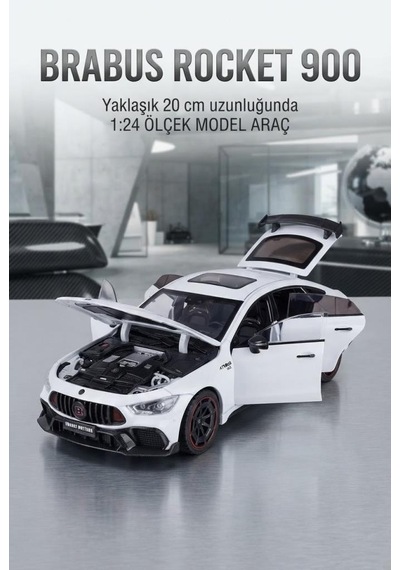 Brabus Rocket Tasarımlı 1:24 Ölçek Kapıları Ve Bagajı Açılan Gerçekçi Diecast Model Araba