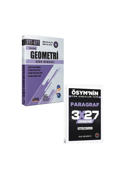 2027 Ens 2027 Tyt Ayt Geometri Destek Soru Bankası+ Evp Akademi Paragraf