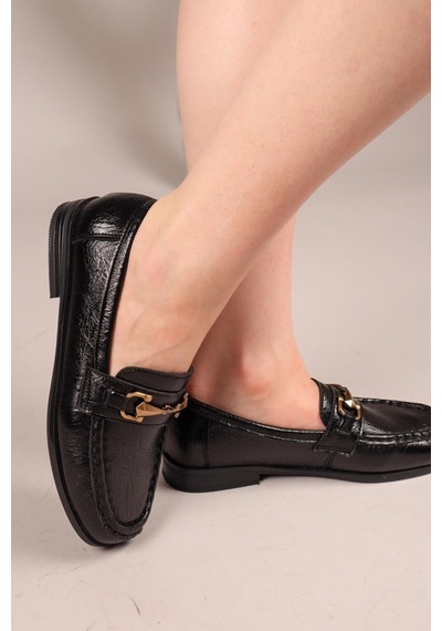 Jive Eskitme Tokalı Loafer Siyah-8031 Siyah