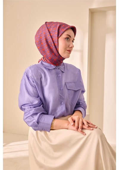 Silk Home Twill İpek Eşarp 11479-22 Parlak Turuncu, Eflatun