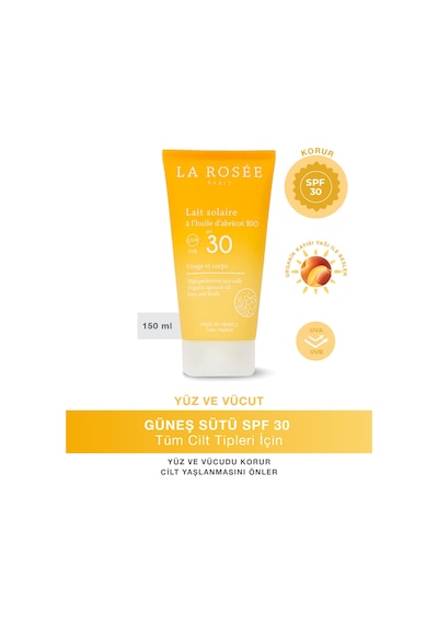Yüksek Korumalı Güneş Koruyucu Süt Organik Kayısı Yağı İçeren Spf 30 150 Ml