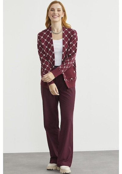Sementa Logolu Cep Detaylı Oversize Triko Hırka - Bordo Bordo