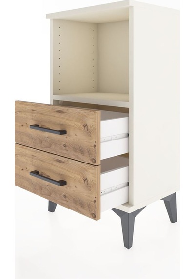 Arges Komodin Tek Raflı 2 Çekmeceli 44x30x80 Aytaşı-çam Aytaşı