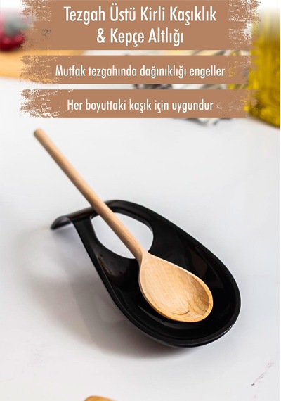 Akrilik Siyah Tezgah Üstü Kirli Kaşıklık & Kepçe Altlığı