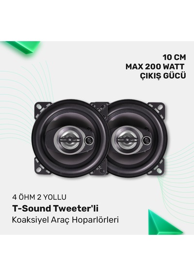 T-sound 4 Öhm 2 Yollu Terrter'li KoaksiyelAraç Hoparlörleri 10cm