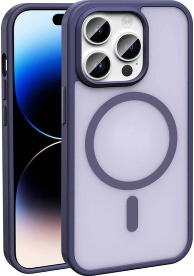 Apple Uyumlu iPhone 14 Pro Max Kılıf M-safe Şarj Özellikli Mat Arka Yüzey Zore Sio Kapak Koyu Mor