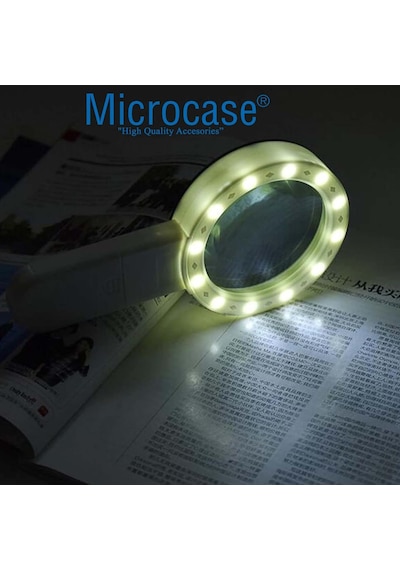 Microcase 90mm 30x Hd 12 Led Işık Aydınlatmalı El Tipi Büyüteç -al4610