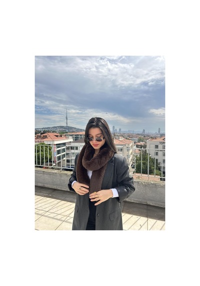 Mollycrush Kadın Peluş Atkı Yumuşak Dokulu, Sıcak Tutan Ve Şık Kış Aksesuarı Kahverengi