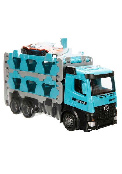 Maxx Wheels Sürtmeli Taşıyıcı Kamyon Fırlatıcılı Araçlı Açılıp Kapanabilen Taşıyıcı Tır Mavi