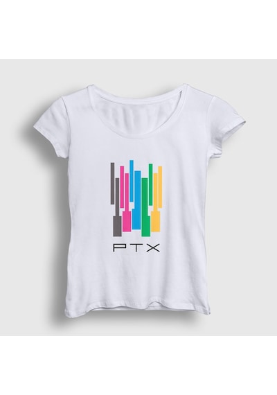 Presmono Kadın Colors Pentatonix T-shirt Beyaz