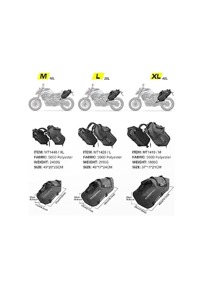Ayrex Rhinowalk Motosiklet Eyer Çantaları Su Geçirmez Titreşim Önleyici Motor Yan Çantalar Omuz Çantası Motosikl Diğer