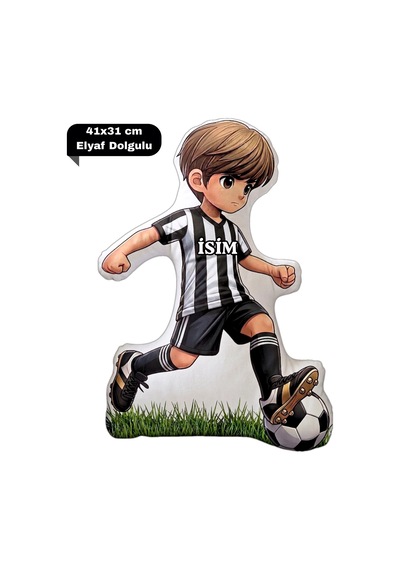 Siyah Beyaz Futbol Kupa Taraftar Yastık Kombin Taraftar Uyku Arkadaşı İkili Set Hediye Hediye Paketi-Hediye Paketi