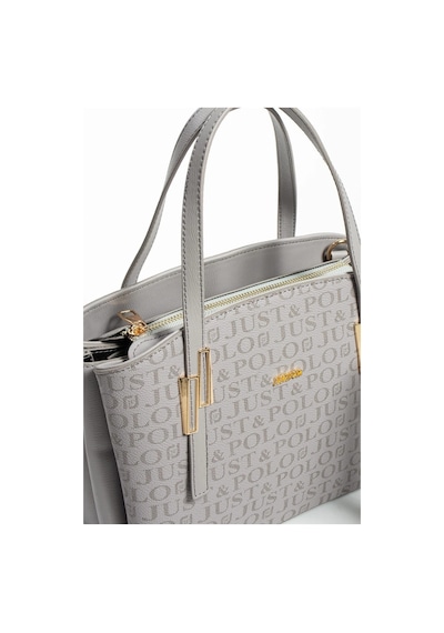 Just Polo Kadın Monogram Baskılı El Ve Omuz Çantası 232066mh Gri Kombin