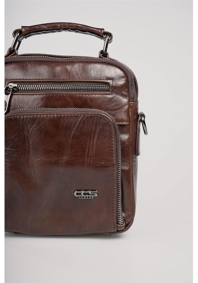 Ççs 31593 Hakiki Deri Askılı Çanta Kahve