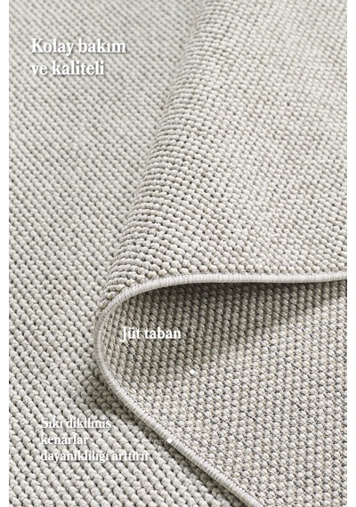 Modern Halı Sisal Bukleli Halı Gümüş Halı Salon Halısı Oturma Odası Halısı Yuvarlak Halı Gümüş