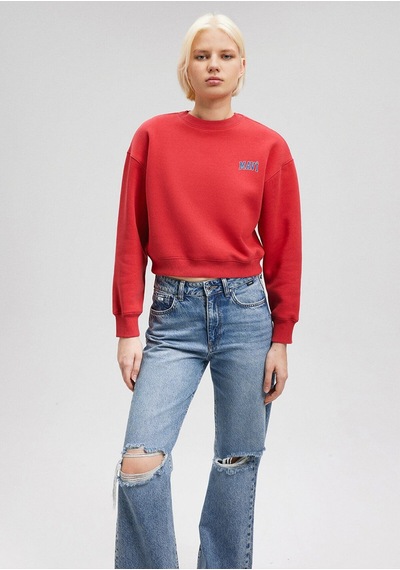 Mavi Kadın Logo Kısa Sweatshırt Lipstick Red 1611601-70936 Kırmızı