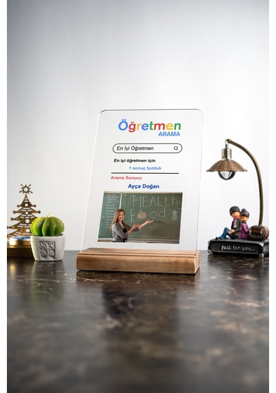 Öğretmenler Günü Öğretmene Fotoğraflı Masa Ev Dekor Dekoratif Ahşap Obje