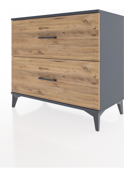 Hyperion Şifonyer 2 Çekmeceli 88x44x80 Antrasit-çam Antrasit