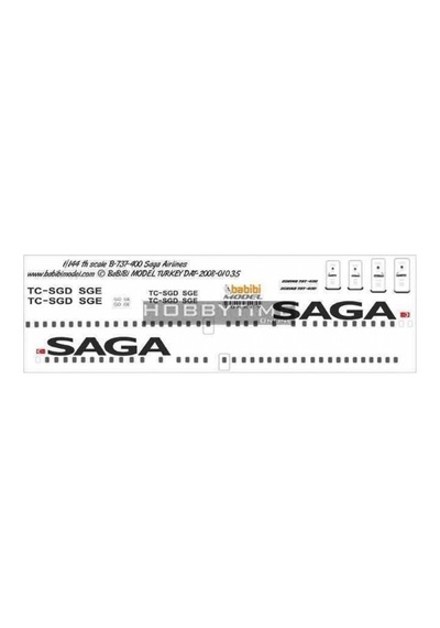 Babibi Dat01035 1/144 Ölçek, Saga Airlines, Boeing 737-400, Dekal Çıkartma