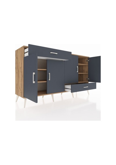 Hyperion Konsol 5 Raflı 2 Çekmeceli 4 Kapaklı 176x44x99 Çam-antra Çam-antrasit Hyperion Konsol 5 Raflı 2 Çekmeceli 4 Kapaklı 176x44x99 Çam-antra Çam-antrasit