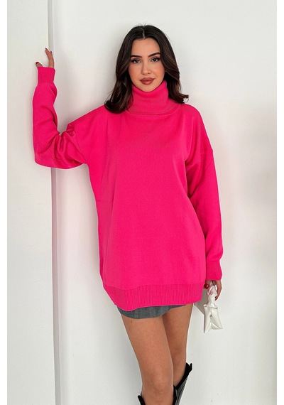 Asprin Fashion Degaje Yaka Triko Bluz Beyaz Pembe + Hediye Kolye Pembe