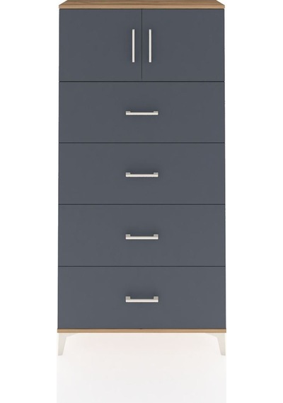 Arges Dolap Tek Raflı 4 Çekmeceli 2 Kapaklı 88x30x182 Çam-ant... Çam