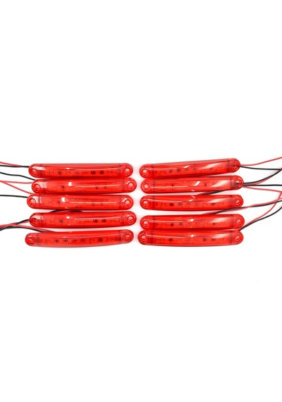 10 Adet Kırmızı Parmak Lamba 9 Led 12v 24v