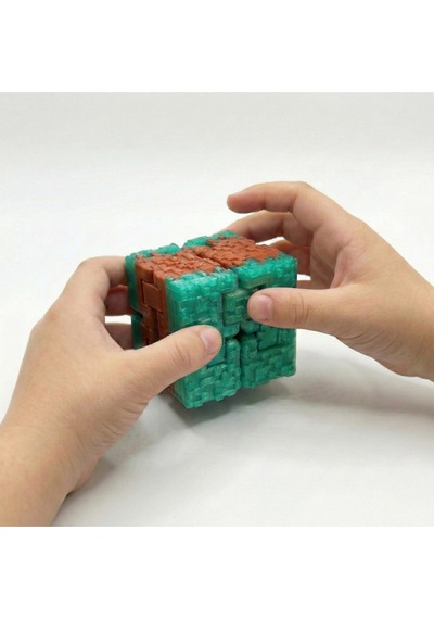Minecraft Temalı Sonsuz Küp - Çim Blok Tasarımlı 3d Baskı Fidget & Stres Oyuncağı