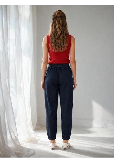 Nealirsanall.com Yüksek Bel Beli Lastikli Kadın Denim Pantolon - Lacivert Jogger Kot Pantolon Nealirsanall.com Yüksek Bel Beli Lastikli Kadın Denim Pantolon - Lacivert Jogger Kot Pantolon