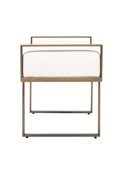 Bello Özel Tasarım, Kolçaklı, Metal Ayaklı, Dekoratif Puf Bench 50x100 Cm Beyaz