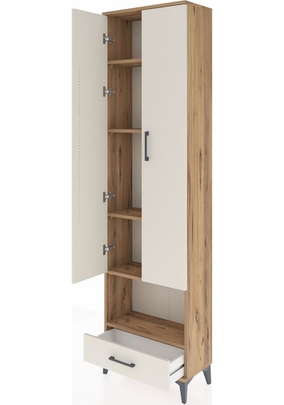 Arges Dolap 5 Raflı Tek Çekmeceli Tek Askılı 60x30x221 Çam-ay... Çam