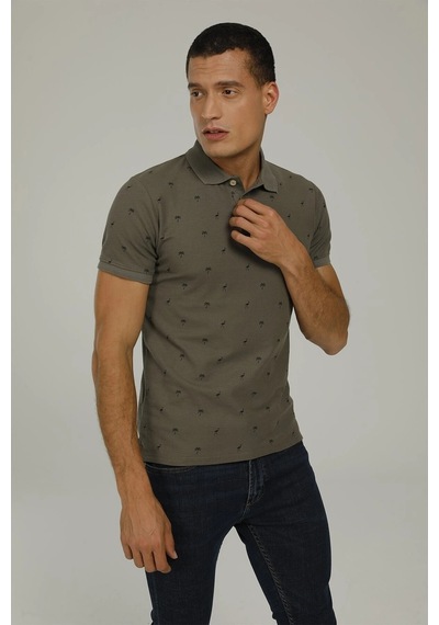 22971-men Poloshırt K.hak Haki Erkek Kısa Kol T-shirt Siyah
