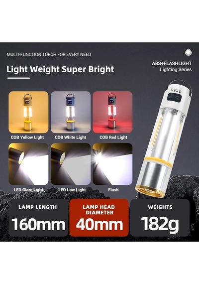1000 Lm Zoomlu El Feneri Kamp Lambası Çok Fonksiyonlu Led Şarjlı El Feneri 6 Mod Powerbank Özellikli Siyah