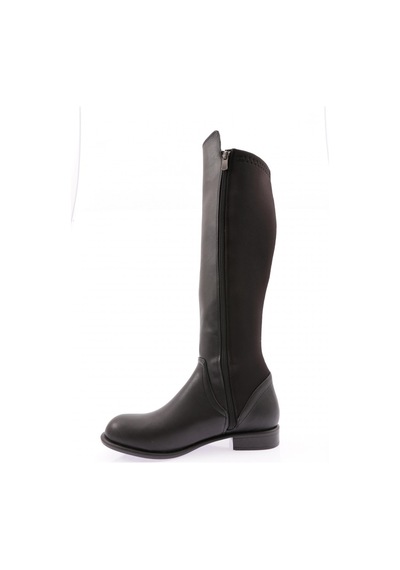Dgn 501 Kadın Arkası Stretch Yanı Fermuarlı Knee High Flats Çizme 501-1557-R1534 Siyah