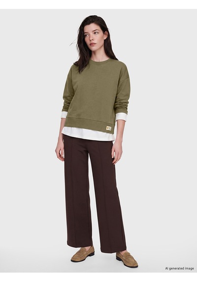 Lcw Comfort Haki Bisiklet Yaka Oversize Kadın Sweatshirt
