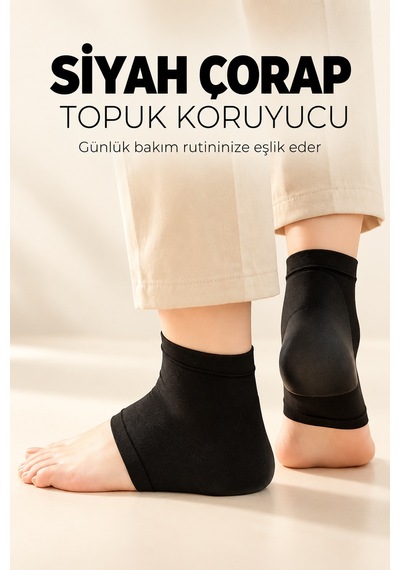 Mucit Home Siyah Topuğu Silikon Nemlendirici Topuk Çorabı 1 Çift Çatlak Nasır Nemlendirici Çorap