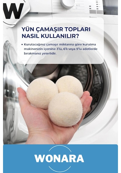 Doğal Yünlü Kırışıklık Azaltan Hızlı Kuruyan Sürtünme Önleyici 3 Lü Çamaşır Kurutma Topu Seti Diğer