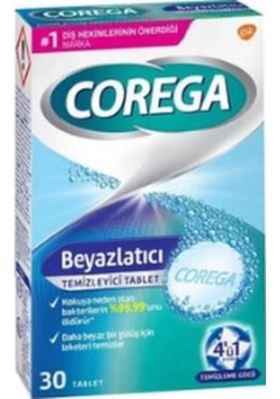 Corega Protez Beyazlatıcı Temizleyici 30 Tablet