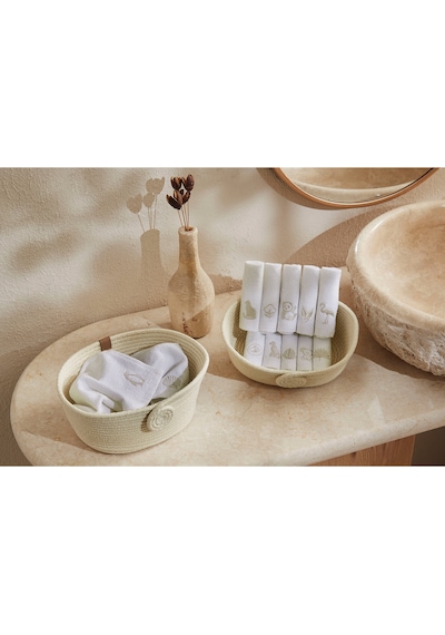 Özdilek Wipure 12'li Nakışlı Yıkanabilir Havlu Peçete 20x20 Cm Beyaz/krem