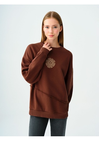 LOFT Oversize Kadın Sweatshirt Kahverengi