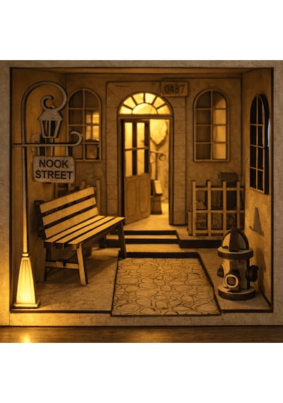 Magic Book Nook Ahşap Maket Seti 2 Katlı Peri Led'li Kitaplık Dekoru Dıy
