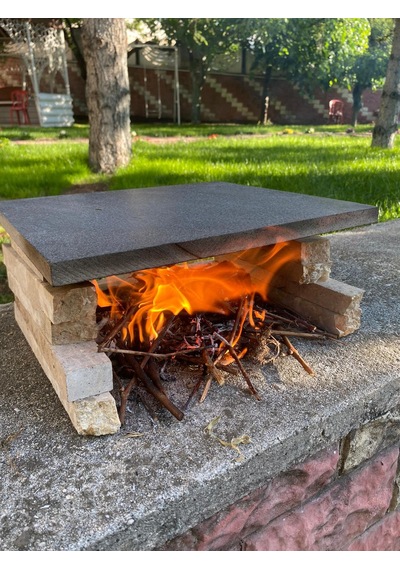 Mangal Taşı 35x40cm - Doğal Bazalt Taşı Mangal, Barbekü, Pişirme
