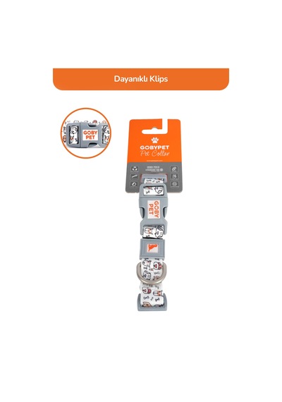 Köpekler İçin Dayanıklı Ve Güvenli, Desenli Boyun Tasması 25mm Gri