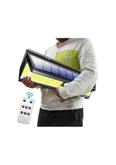 Solar 180 Led Güneş Enerjili Duvar Lambası, Kumandalı, Hareket Sensörlü, Ip65 Su Geçirmez, 3 Modlu, Dış Mekan B Çok Renkli